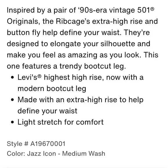 Levi's Ribcage Crop Boot 32 - Picture 2 of 6